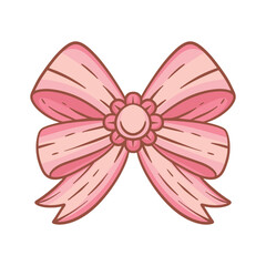 Delicate Pink Bow Illustration with sweet decorative details. For fashion accessories, scrapbooking, greeting cards, planner stickers, pastel hand-drawn clipart illustration
