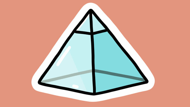A simple and modern sticker-style illustration of a geometric crystal pyramid, a minimalist and powerful icon for energy, healing, and new age spirituality.