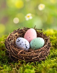 Obraz premium Easter eggs in bird nest