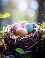 Obraz premium Easter eggs in bird nest