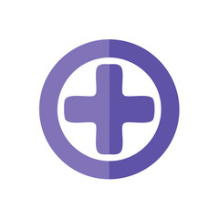 Obraz premium Purple Plus Sign Inside Circle Abstract Medical Symbol Illustration