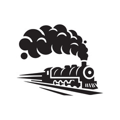 steam train rushing forward vector silhouette clip art logo design illustration