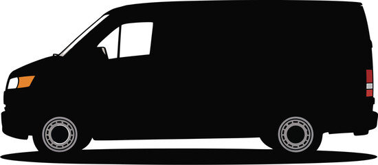 Delivery Van Silhouette For Shipping Or Transportation Industry Isolated On White