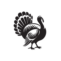 Obraz premium Bold, black silhouette of a proud turkey with fanned tail feathers.