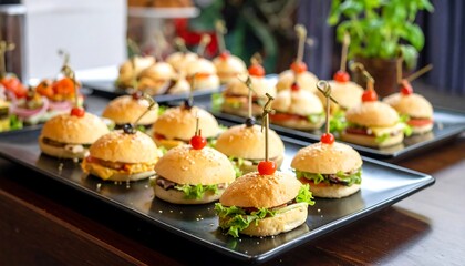 Assorted mini sandwiches on trays