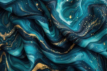 Blue and gold marble pattern textile background. Wallpaper, cloth and graphic design