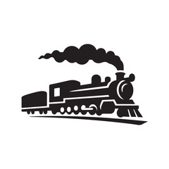 steam train rushing forward vector silhouette clip art logo design illustration