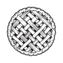 Overhead view of a baked pie with a lattice crust.