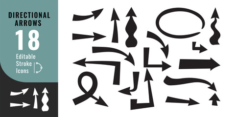 Directional Arrows Icon Set – Navigation, Pointer and Interface Vector Design
