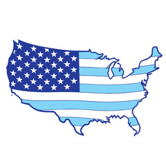 Obraz premium United States map outline with American flag stripes and stars vector illustration