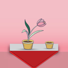 Hand drawn cartoon animated flower illustration