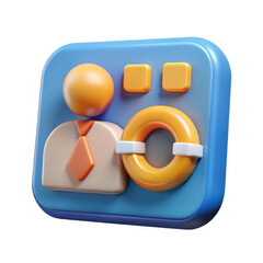 3d icon representing a person with a lifebuoy and support options isolated on transparent background
