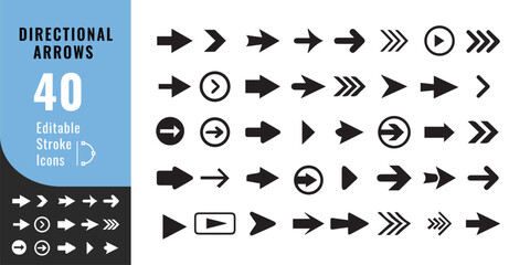 Directional Arrows Icon Set – Navigation, Pointer and Interface Vector Design
