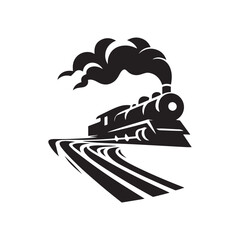 steam train rushing forward vector silhouette clip art logo design illustration