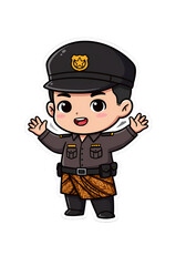 Cute Cartoon Indonesian Police Officer Illustration png clear alpha channel cutout isolated on transparent background