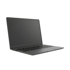 Sleek portable computer on an isolated transparent field showcasing modern minimalist design, gray