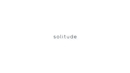 Solitude word contained within a small, irregular white speech bubble floating in the dark empty space, representing isolation and mental health.