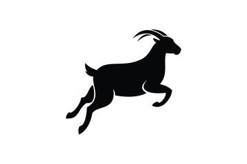 Simple jumping goat logo design. Logo icon vector illustration