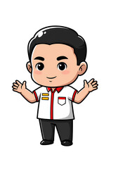 Cute Cartoon Man in Uniform Character Illustration png clear alpha channel cutout isolated on transparent background