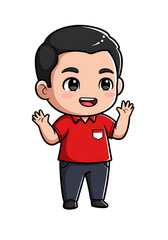 Cute Cartoon Man Waving Hand Vector Illustration png clear alpha channel cutout isolated on transparent background