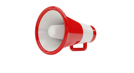 Red and white megaphone isolated on transparent background