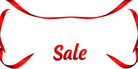Red ribbon border framing the word Sale on a white background frame text