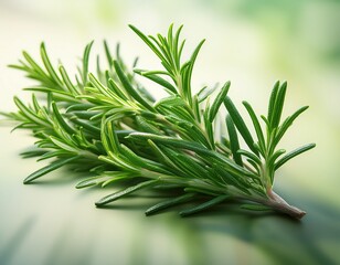 Fototapeta premium fresh rosemary sprig bright green leaves on a stem