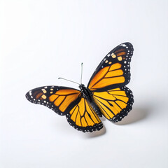 Fototapeta premium Single Monarch Butterfly Isolated on White Background