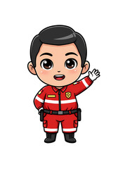 Cute Cartoon Paramedic or EMT Character Illustration png clear alpha channel cutout isolated on transparent background