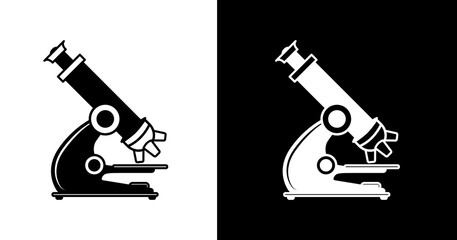 black and white illustration of a microscope icon
