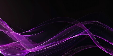 Abstract purple smoke wave on black background for ads/graphics and presentations