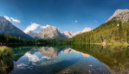 Fototapeta premium serene lake with majestic mountain reflected