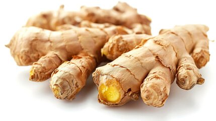Ginger rhizome isolated on white background perfect for health and wellness