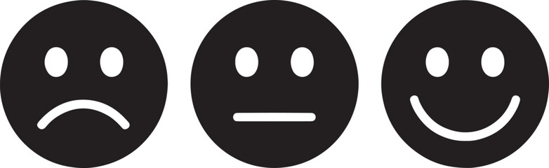 Feedback Emoticons Face Expression Mood Flat Vector Illustration