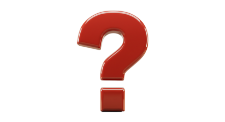 Bright red question mark symbol against a black background