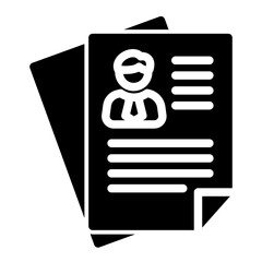 Job Profile icon representing resume, portfolio, biography, dossier, and curriculum from the Corporate Icon Collection (Glyph Style)