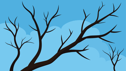 Bare trees silhouette against blue sky art