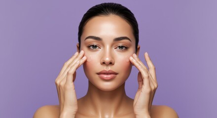 Self-Care Moment: Woman Dabbing Serum with Gentle Taps and Dewy Radiance in Spa Atmosphere