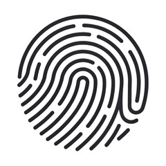 Abstract fingerprint icon digital security symbol line art graphic represents identity and authentication