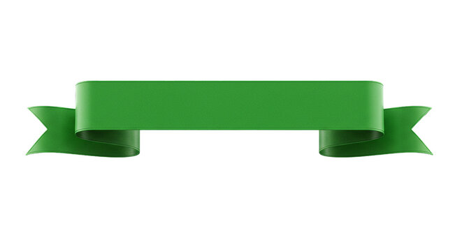 Green ribbon banner with copy space on black background
