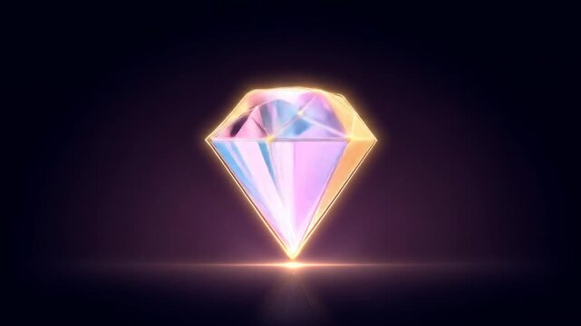 Glowing diamond animation on dark background geometric shape visual
