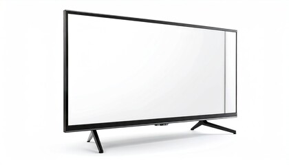 Naklejka premium Modern Television Isolated on White Background with Blank Screen in Studio Lighting