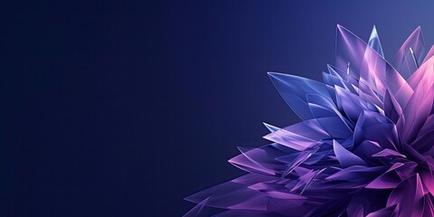 Abstract Crystal Bloom Sharp Petals Emerge on Dark Backdrop for Modern Display