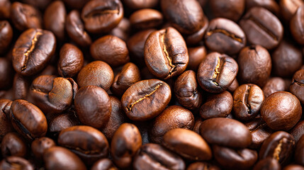 Naklejka premium Rich Texture of Coffee Beans Highlighted