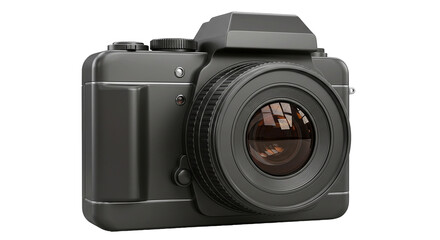 Fototapeta premium Modern black medium format camera with large lens on black background