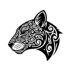 Black panther head with intricate tribal pattern design