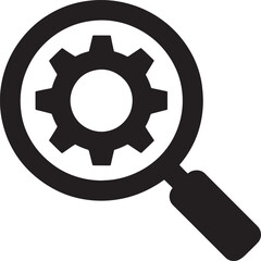Gear Search Icon Vector Illustration with Magnifying Glass