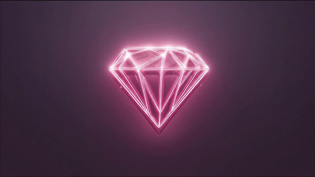 Glowing neon diamond shape on dark background for design and illustration