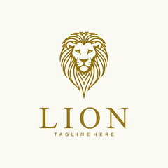 Elegant golden lion head logo with detailed mane and the word 