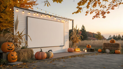 Harvest Night Ad Frame decorated with realistic autumn & Halloween props